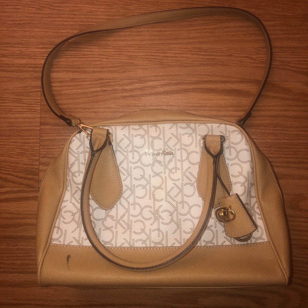 Calvin Klein Hudson Brown/Tan Top Zip Dome Satchel